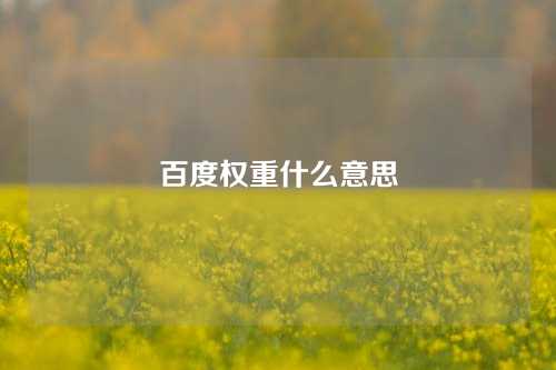 百度权重什么意思