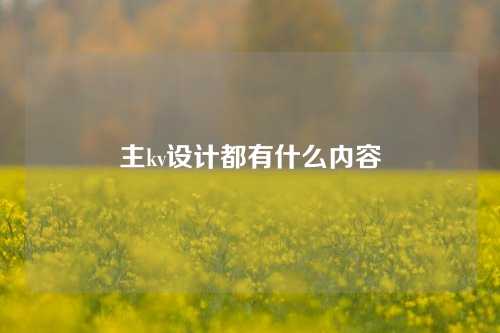 主kv设计都有什么内容