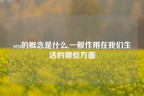 seo的概念是什么,一般作用在我们生活的哪些方面