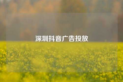 深圳抖音广告投放