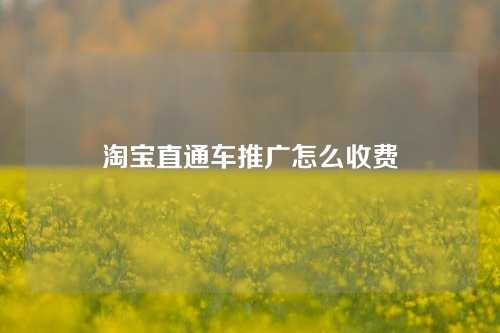 淘宝直通车推广怎么收费