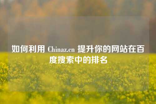 如何利用 Chinaz.cn 提升你的网站在百度搜索中的排名