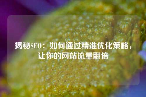 揭秘SEO：如何通过精准优化策略，让你的网站流量翻倍