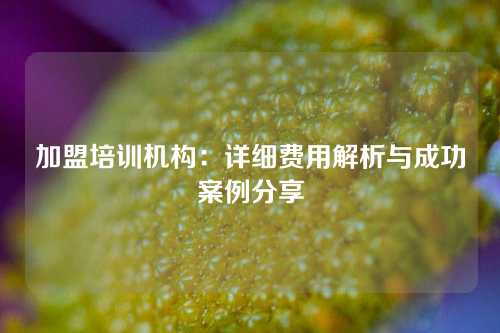 加盟培训机构：详细费用解析与成功案例分享