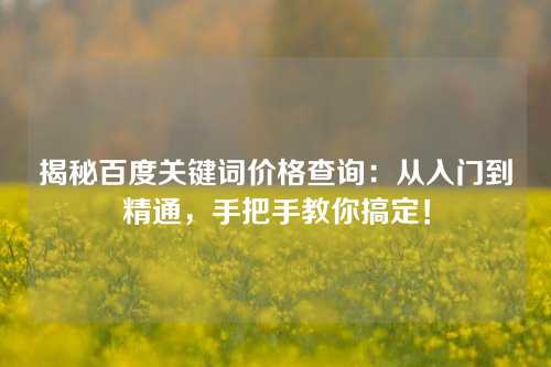 揭秘百度关键词价格查询：从入门到精通，手把手教你搞定！