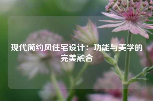 现代简约风住宅设计：功能与美学的完美融合