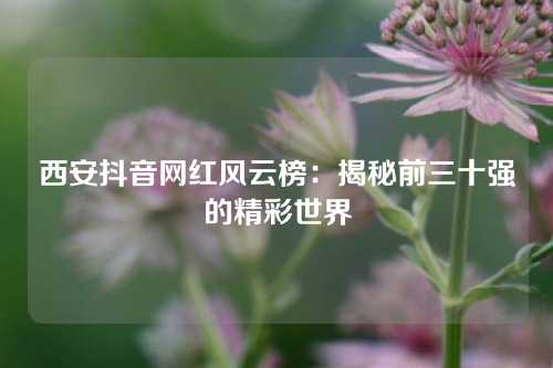 西安抖音网红风云榜：揭秘前三十强的精彩世界