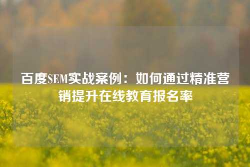 百度SEM实战案例：如何通过精准营销提升在线教育报名率