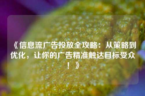 《信息流广告投放全攻略：从策略到优化，让你的广告精准触达目标受众！》