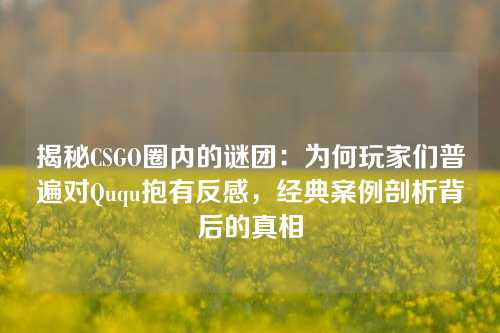 揭秘CSGO圈内的谜团：为何玩家们普遍对Ququ抱有反感，经典案例剖析背后的真相