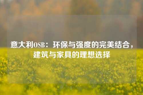 意大利OSB：环保与强度的完美结合，建筑与家具的理想选择