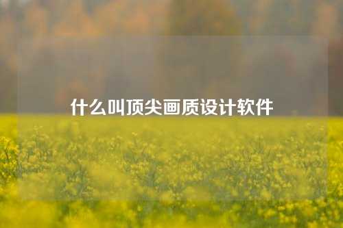 什么叫顶尖画质设计软件