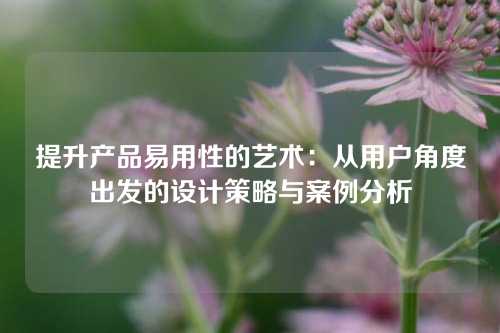 提升产品易用性的艺术：从用户角度出发的设计策略与案例分析