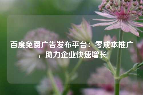 百度免费广告发布平台：零成本推广，助力企业快速增长