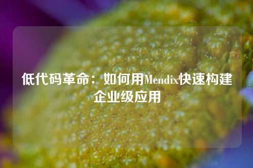 低代码革命：如何用Mendix快速构建企业级应用