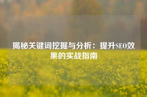 揭秘关键词挖掘与分析：提升SEO效果的实战指南