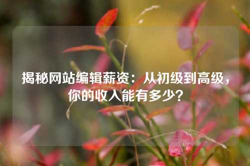 揭秘网站编辑薪资：从初级到高级，你的收入能有多少？