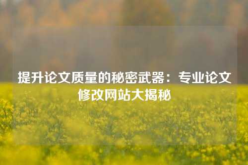 提升论文质量的秘密武器：专业论文修改网站大揭秘