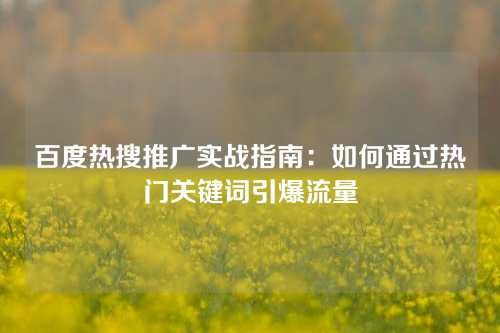 百度热搜推广实战指南：如何通过热门关键词引爆流量