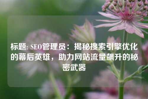 标题: SEO管理员：揭秘搜索引擎优化的幕后英雄，助力网站流量飙升的秘密武器