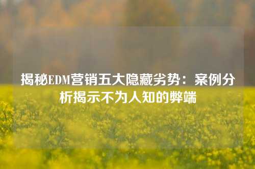 揭秘EDM营销五大隐藏劣势：案例分析揭示不为人知的弊端