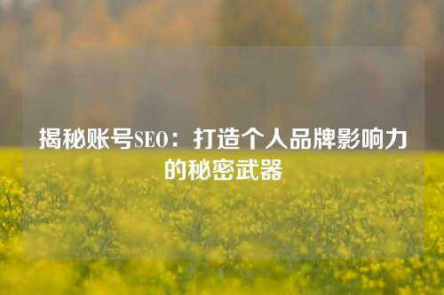 揭秘账号SEO：打造个人品牌影响力的秘密武器