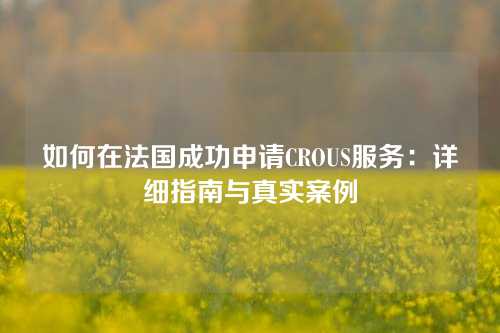 如何在法国成功申请CROUS服务：详细指南与真实案例