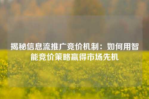 揭秘信息流推广竞价机制：如何用智能竞价策略赢得市场先机