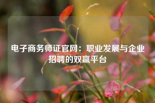 电子商务师证官网：职业发展与企业招聘的双赢平台