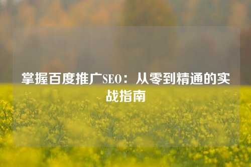 掌握百度推广SEO：从零到精通的实战指南