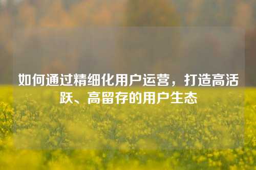 如何通过精细化用户运营，打造高活跃、高留存的用户生态