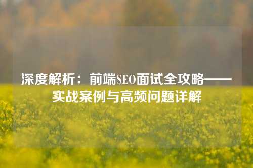 深度解析：前端SEO面试全攻略——实战案例与高频问题详解