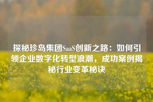 探秘珍岛集团SaaS创新之路：如何引领企业数字化转型浪潮，成功案例揭秘行业变革秘诀